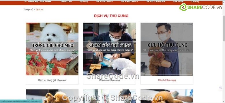 Code web,Web bán hàng,thú cưng,web php